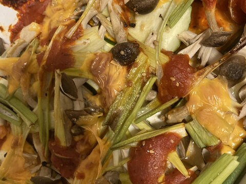 長ネギ、しめじ、ズッキーニ焼き